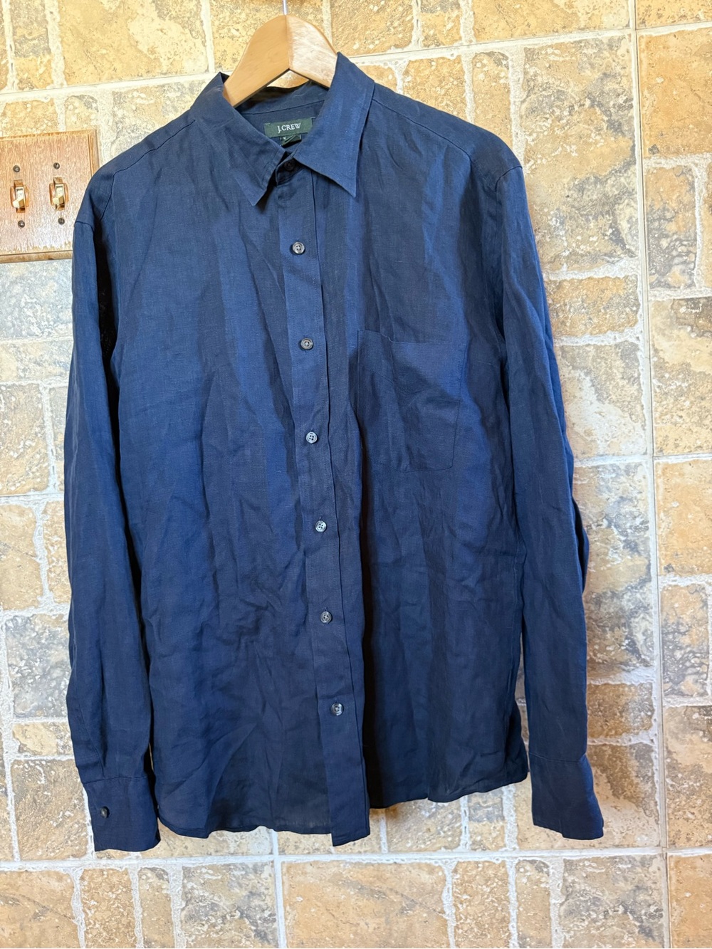 J. Crew Shirt Men’s Linen Long Sleeve Medium Blue Button Down